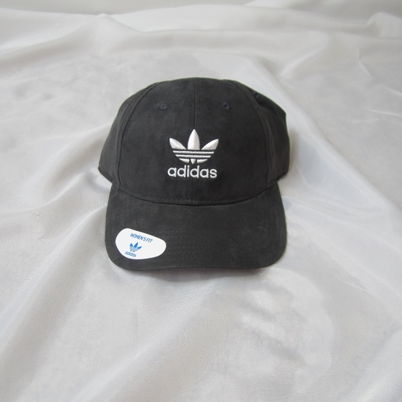 adidas Accessories - Adidas NWT Suede Gray Strap Back Hat Logo